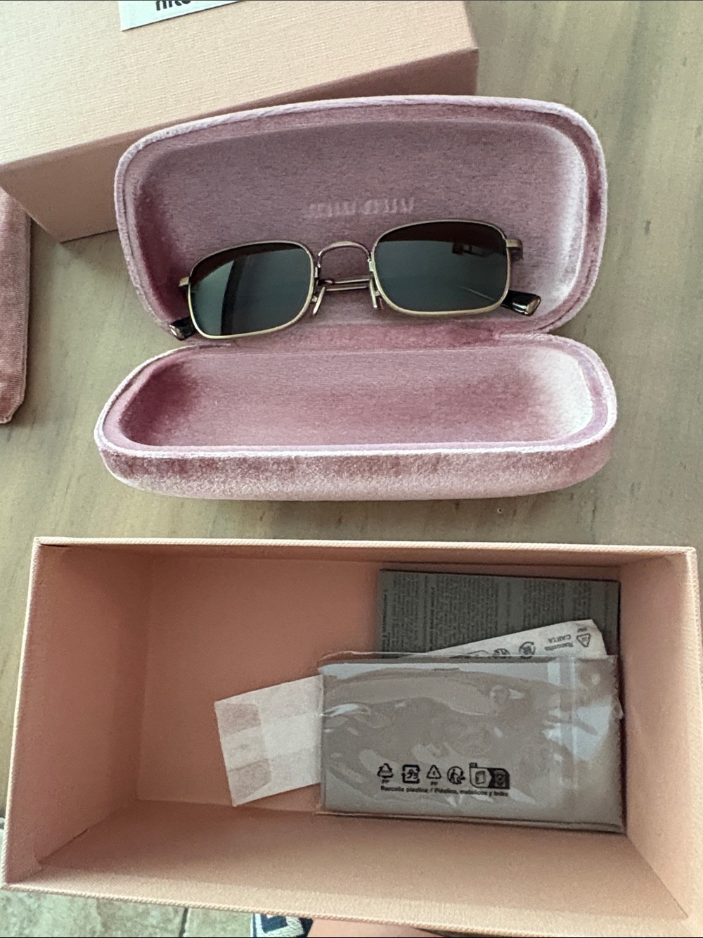 *NWT* Miu Miu MUA53S Sunglasses with Olive Lenses and Gold-Tone Frame